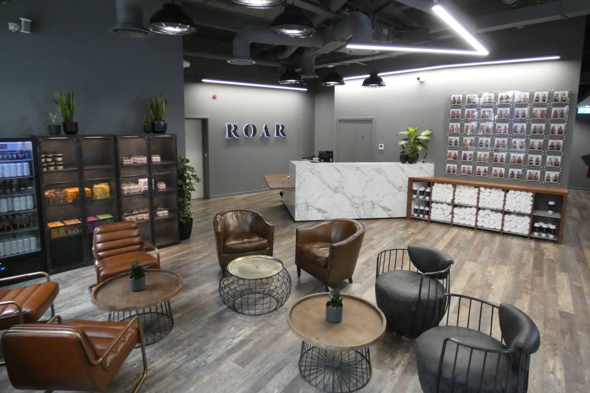 Dumbbells and strength training equipment at Roar Fitness City of London